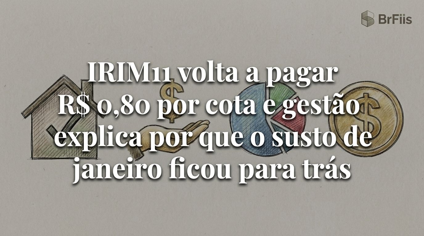 IRIM11 volta a pagar R$ 0,80 por cota e gestão explica por que o susto de janeiro ficou para trás