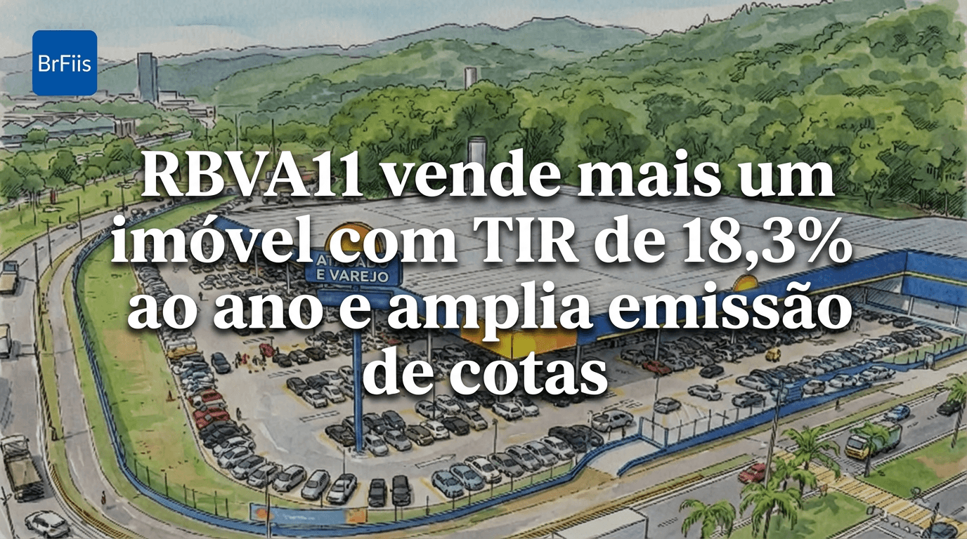 RBVA11 vende mais um imóvel com TIR de 18,3% ao ano e amplia emissão de cotas